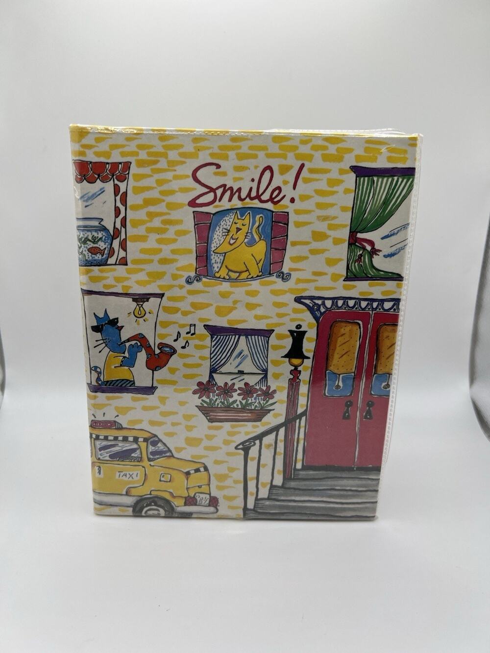 Vintage Paula Brinkman “Smile” Small Photo Album Folk Art Pig Cat Taxi Design
